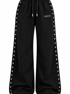 UNYX Black Studded Wide Leg Sweatpants | Unisex Streetwear
